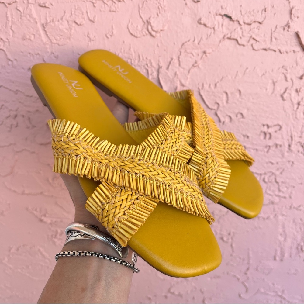 NEW Ninety Union Fresh Sandals Slip On Yellow Gold Womens Size 8